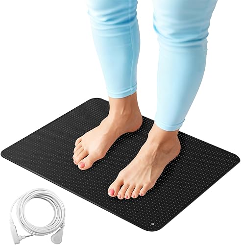 Alfombrilla de conexión a tierra para pies, almohadilla transpirable con agujeros de aire de 15.7 x 19.6 pulgadas, alfombrilla conductora de fibra