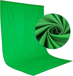 DERSECO 10X12 ft Photography Backdrop Background，Chromakey Green Screen Muslin Backdrop Curtains for Photoshoot，Video Studio-Green