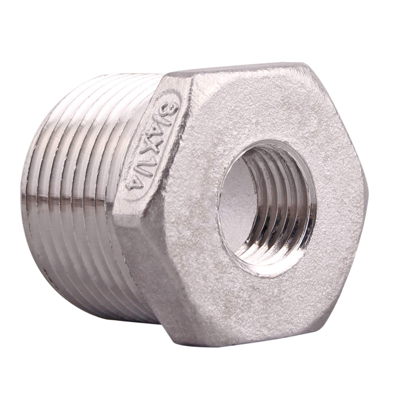 Stainless Steel Reducer Hex Flush Bushing, 3/4" NPT Male 1/4" NPT Female,Reducing Adapter Cast Pipe Fitting