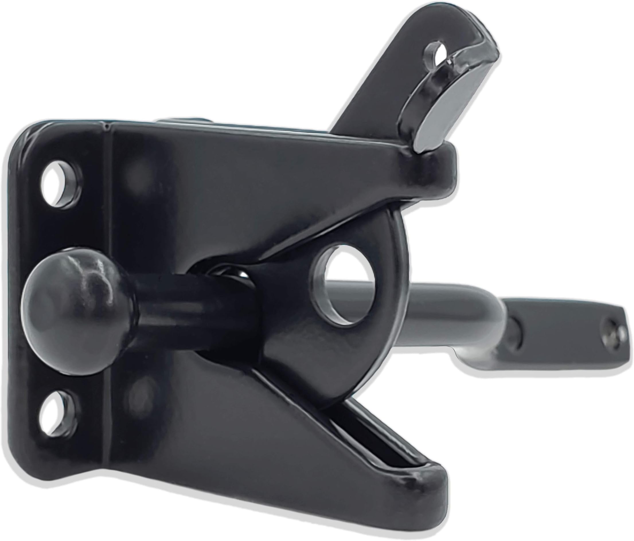 Self Locking Automatic Gravity Lever Fence Gate Latch, Black Steel with Fasteners