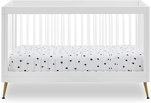 Delta Children Sloane - Cuna convertible acrílica 4 en 1 incluye rieles de conversión certificado Greenguard Gold negrobronce fundido