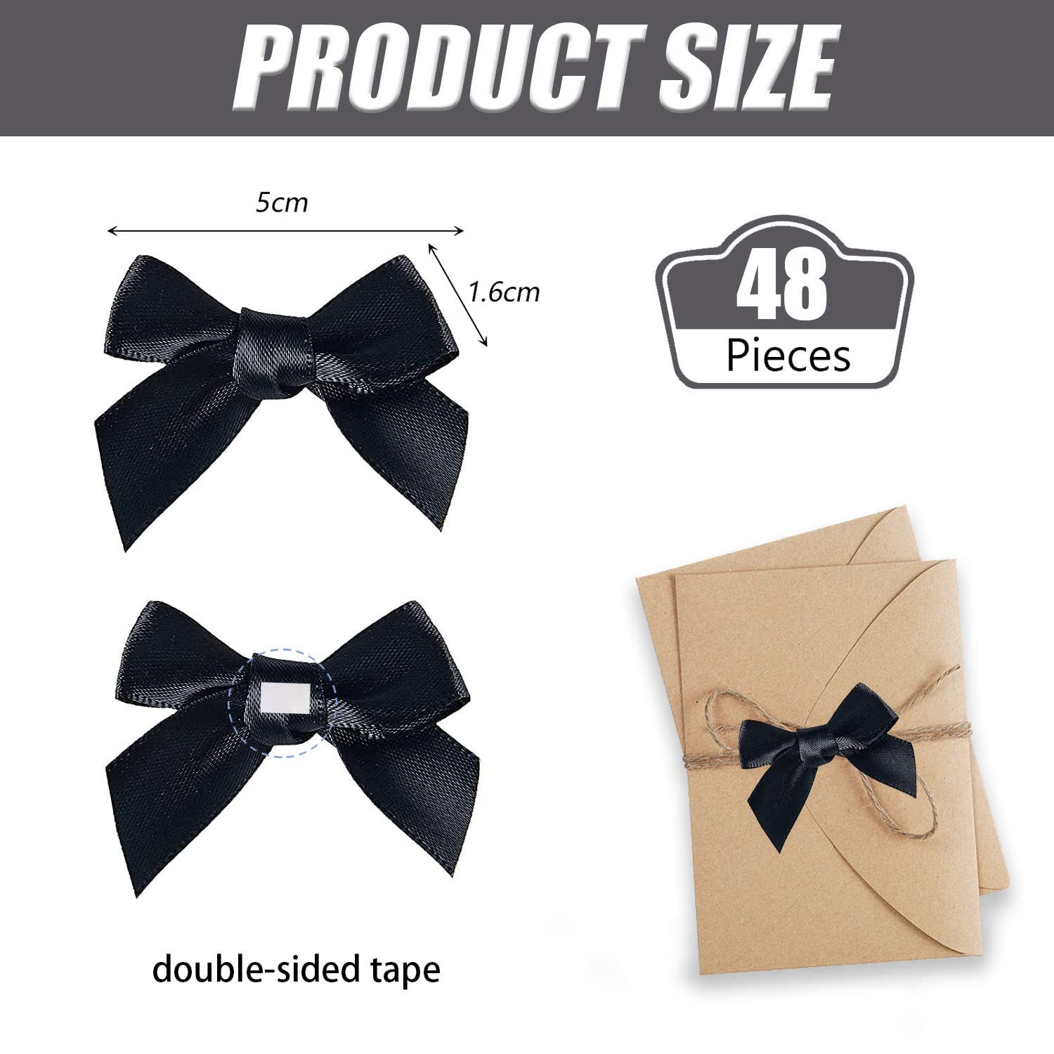 48 Noeuds En Satin Blanc Autocollants - Décoration DIY Noël, Mariage, Cartes