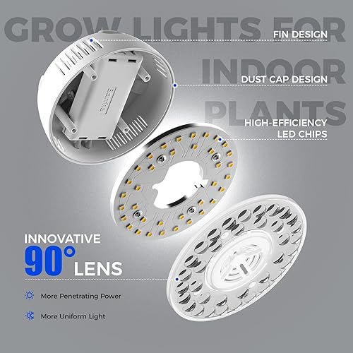 Miniatura 60 de Barrina Orbgrow OG09 Puck - Luz LED de cultivo con LED rojos de 660 nm, 18 W (2 x 9 W, equivalente a 270 vatios), luces de plantas para plantas