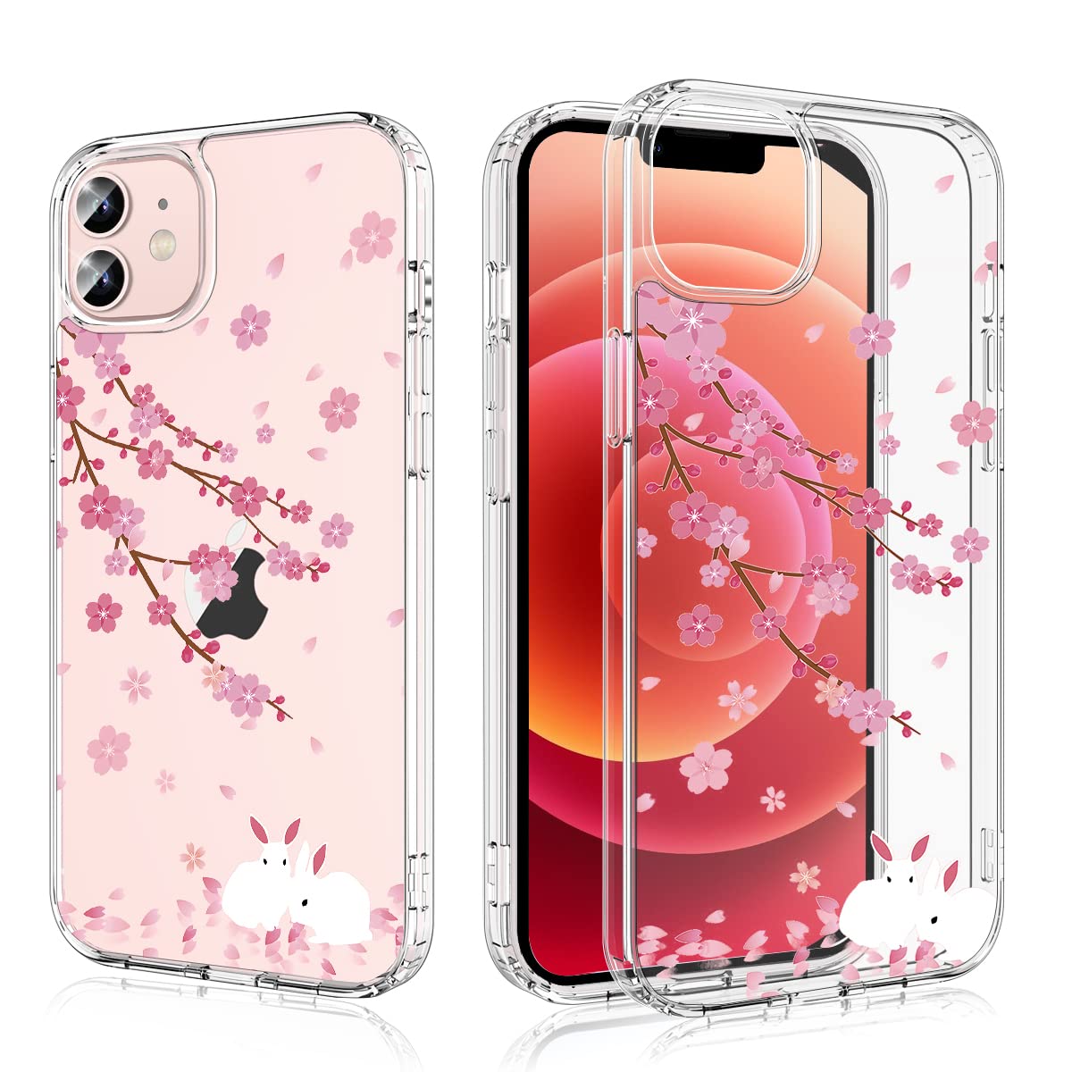 MOSNOVO Cover per iPhone 12 / iPhone 12 Pro - Custodia Trasparente Sottile Antiurto in TPU+PC per Telefono [Protezione Caduta da 6,6 Piedi/Anti-Peel] - Fiori Selvatici