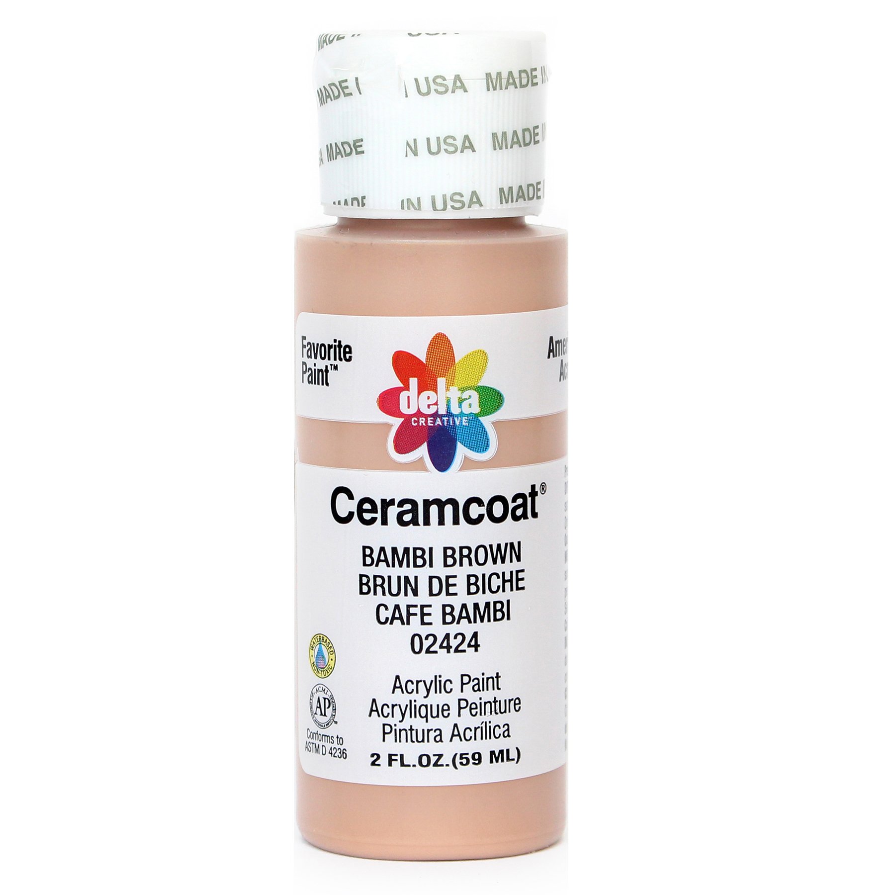 Delta Creative Ceramcoat Acrylic Paint in Assorted Colors (2 oz), 2424, Bambi Brown