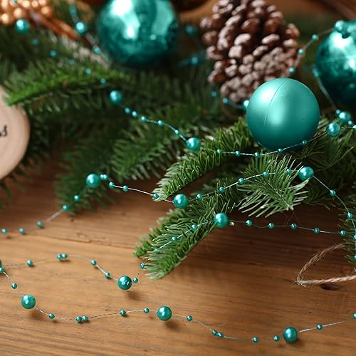 Miniatura 10 de Pangda Guirnalda de cuentas de árbol de Navidad de 65.6 pies, cadena de hilos de perlas de plástico para decoración de boda de Navidad (negro)