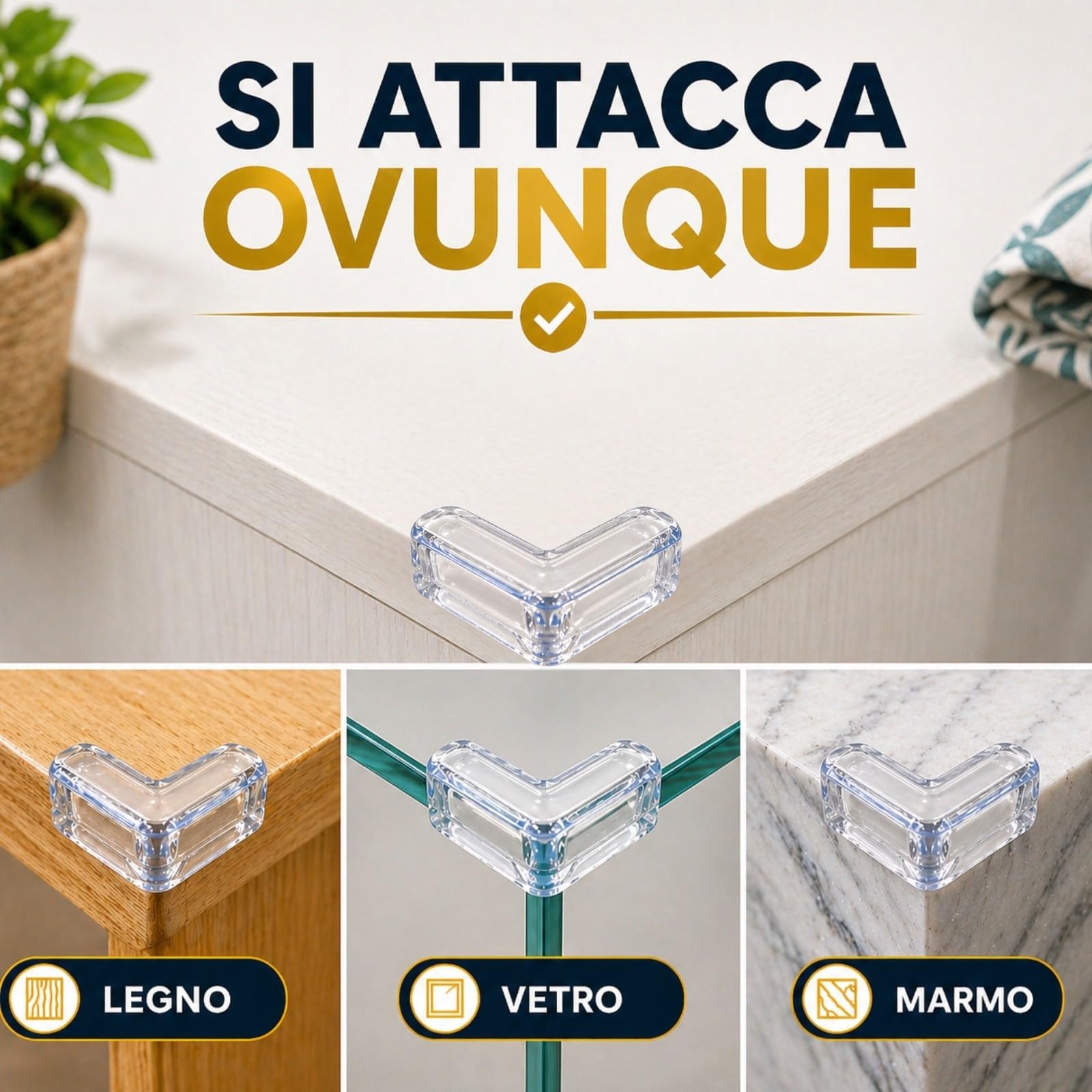 Paraspigoli Bambini 12 Pezzi Angolari PVC Trasparenti Copri Spigoli Tavolo Protezione Casa