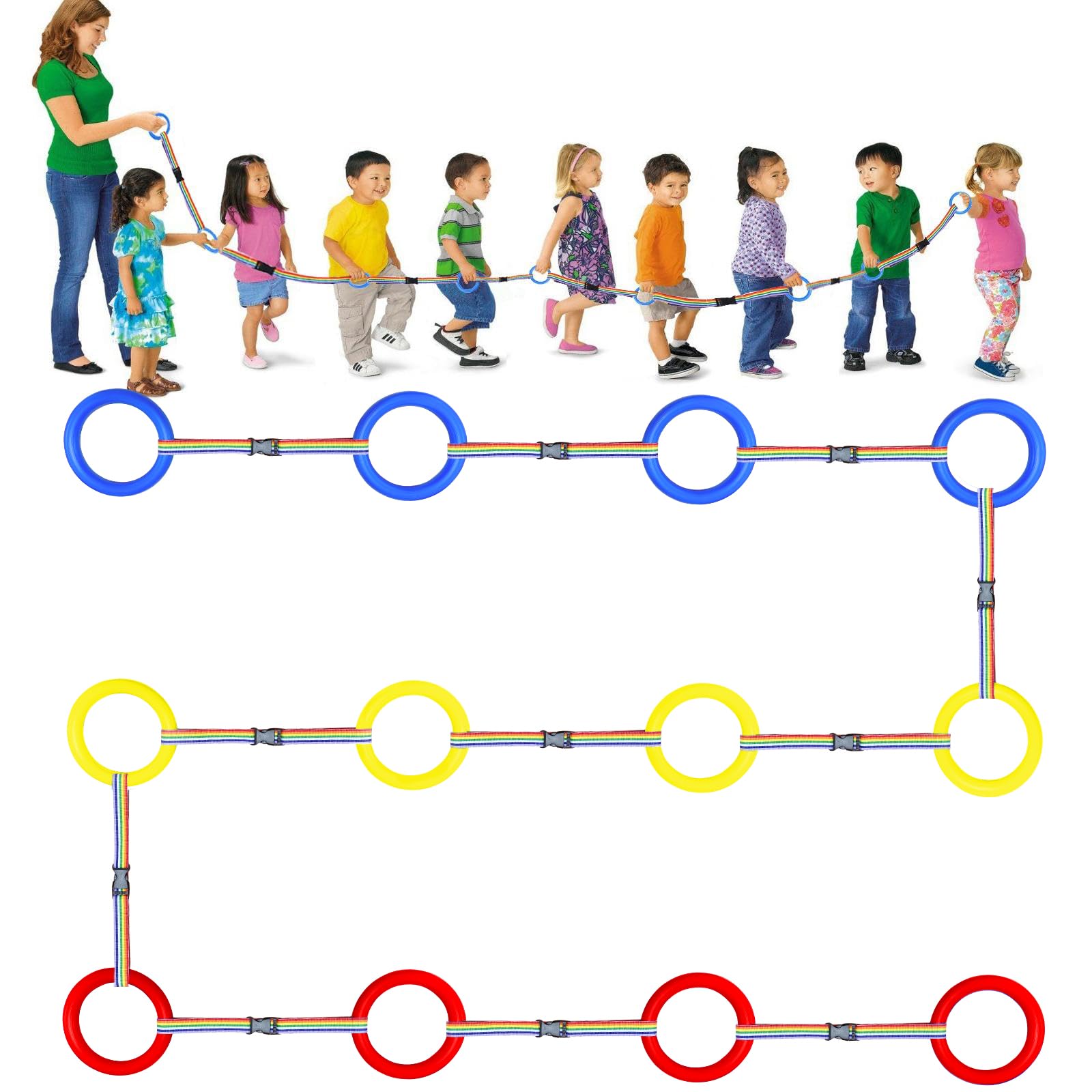 TOFFCAEA Safety Walking Rope, Toddlers Walking Rope for Preschool, Colorful Walking Rope Detachable Transition Rope, Preschool Walking Rope for Daycare School Kids (12 Ring)