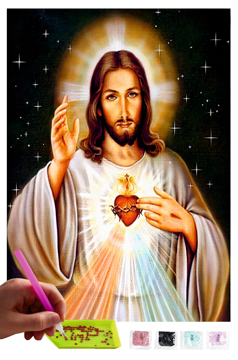 5D Diamond Painting Set Jesus-Kreuz 30x40 Cm – DIY Diamantbild Mit Strass Für Erwachsene & Kinder