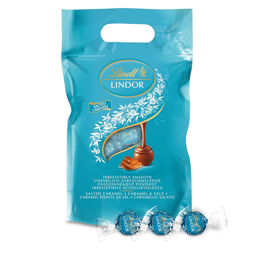 Immagine del prodotto Lindt Lindor Praline di Cioccolato al Latte con Ripieno Caramello Salato, 80 Cioccolatini, in confezione maxi formato 1kg
