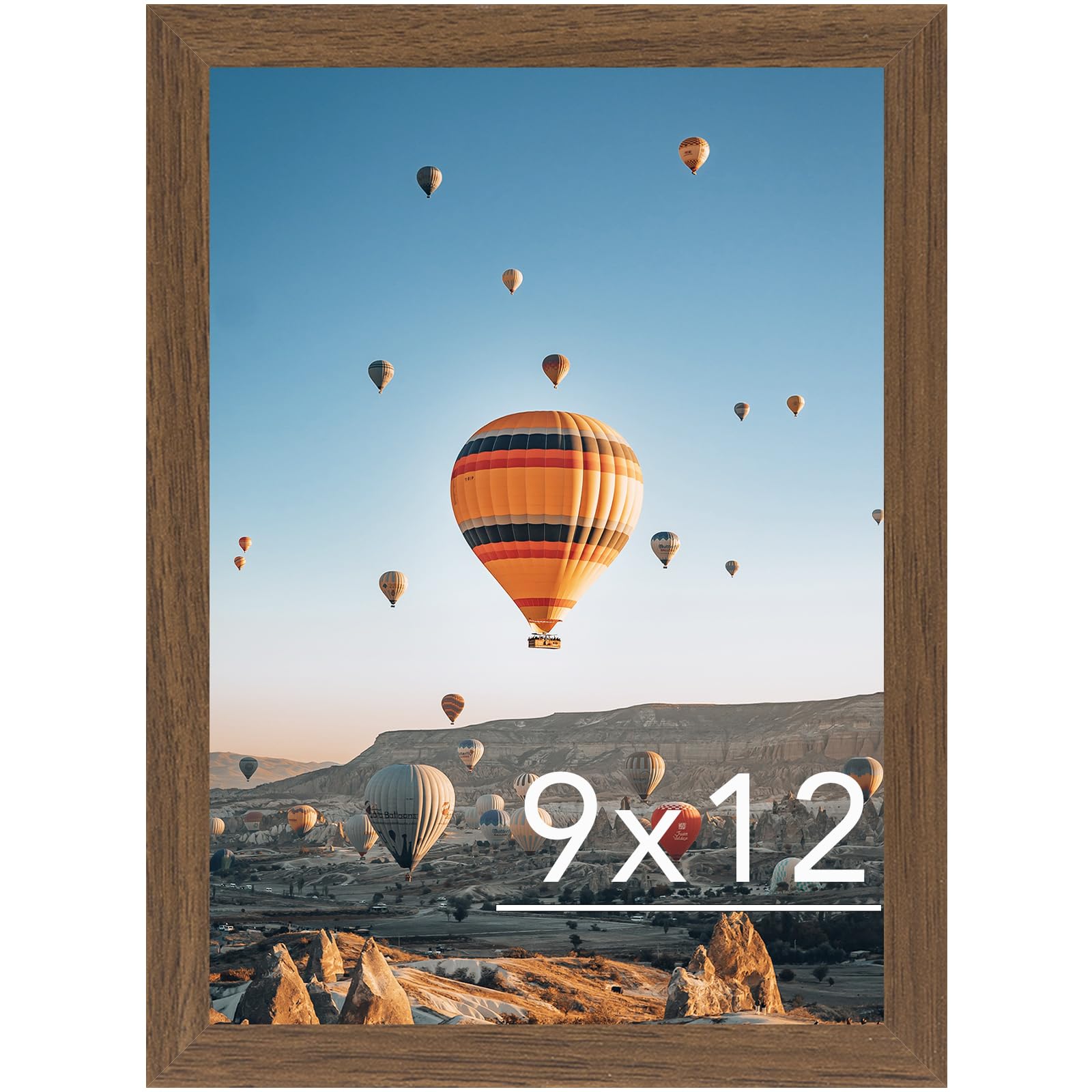 JCJMY 9x12 Picture Frame Brown for Wall Hanging, Wall Mounting Horizontally or Vertically, 9 x 12 Wall Gallery Poster Photo Frame with Shatter Resistant Plexiglass, Brown