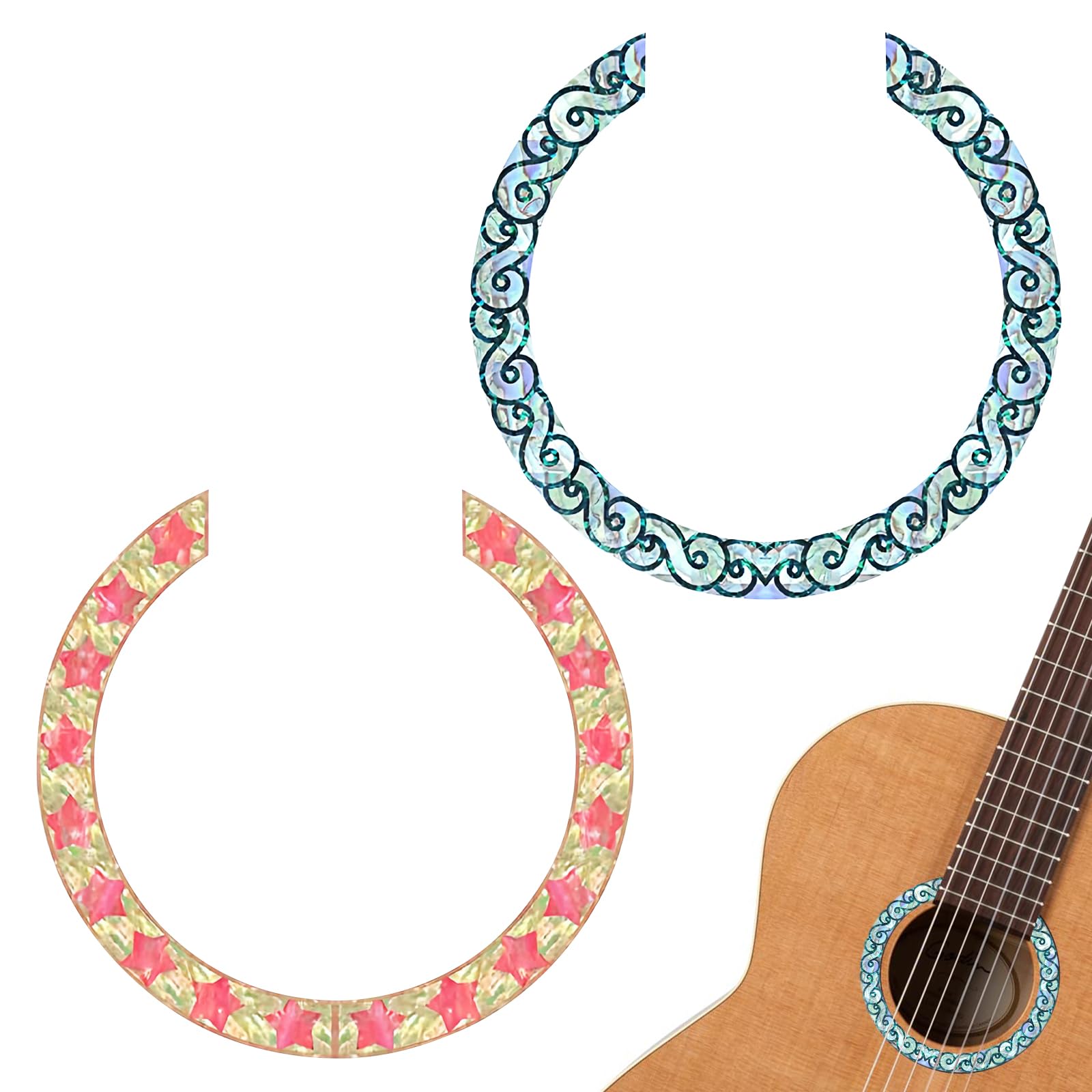 Musiin Guitar sound hole inlaid sticker decal decoration sound hole circle panel decoration personalized decal cloud wreath