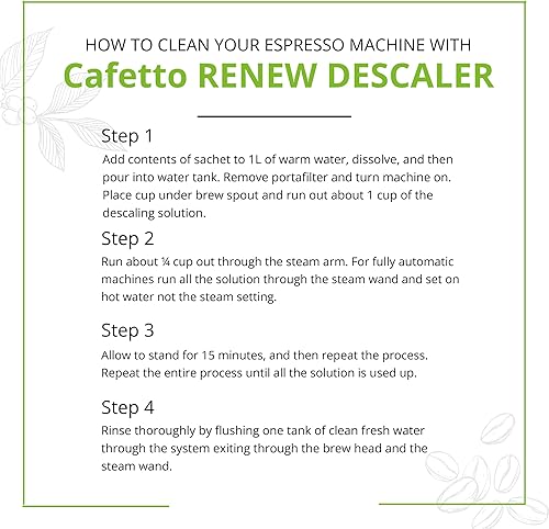 Miniatura 7 de verybarista Renovar descalcificador (6 sobres de 0.88 oz). Diseñado para máquinas de espresso, calderas y cafeteras. Seguro de usar en aluminio,