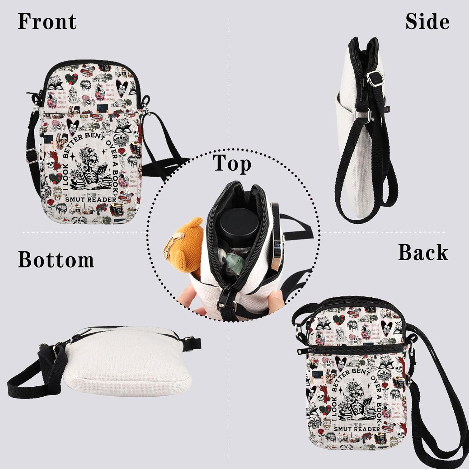 GJTIM Smut Reader Gift Spicy Book Lover Gift I Look Better Bent Over A Book Proud Smut Reader Crossbody Bag - Image 6