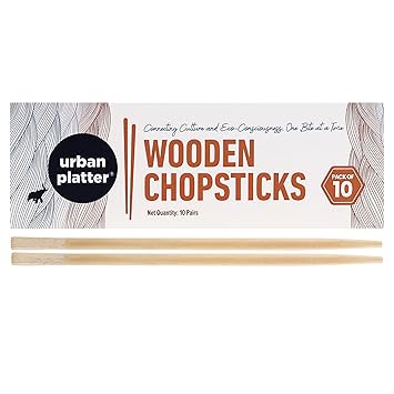 Urban Platter Wooden Chopsticks [Pack of 10] (Pairs Individually, Asian Culinary Experience, Ideal for Picnics or on-The-go Dining.)