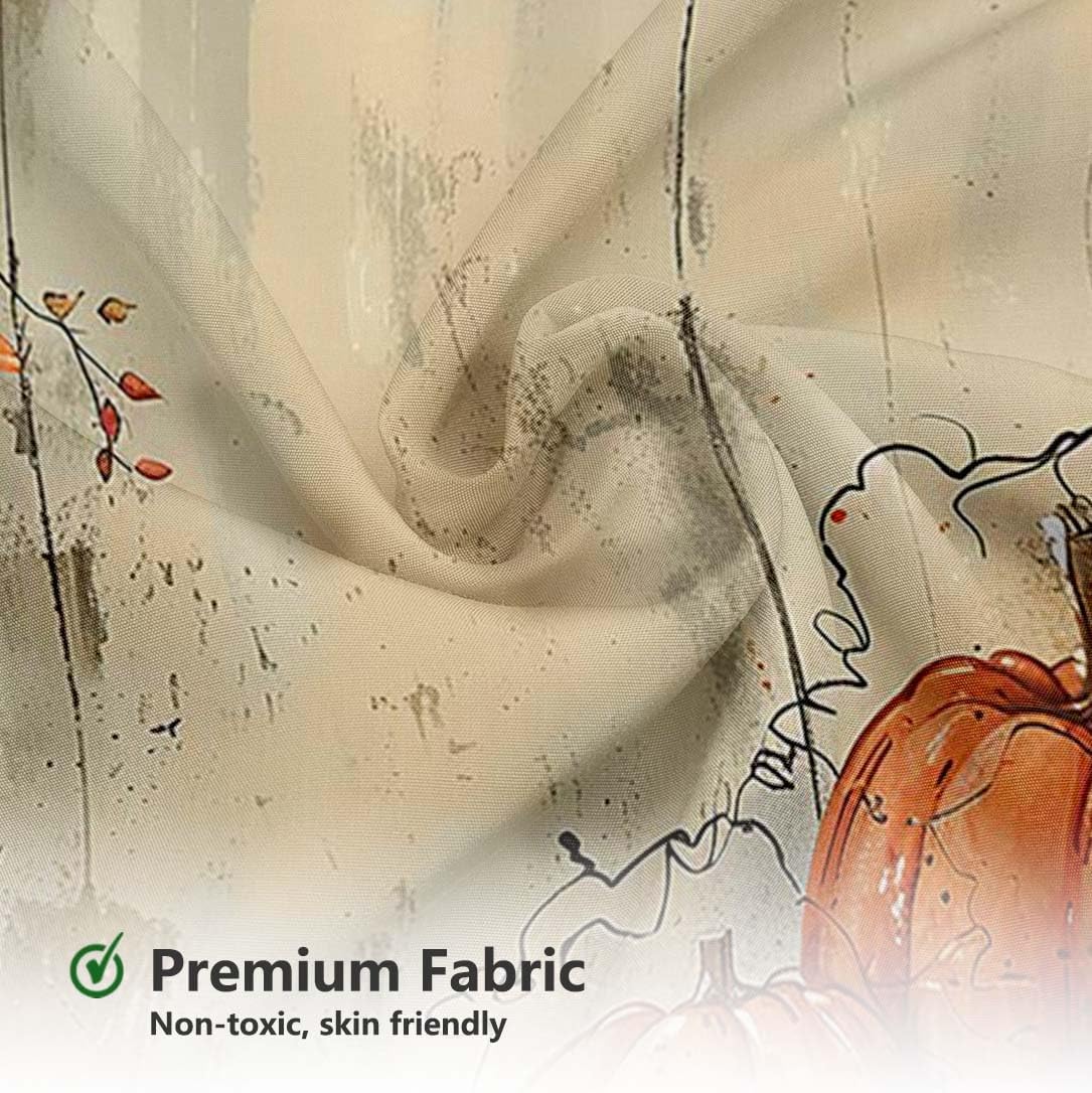 MEHOFOND Fall Shower Curtain Pumpkin Maple Leaves Vintage Bath Curtain