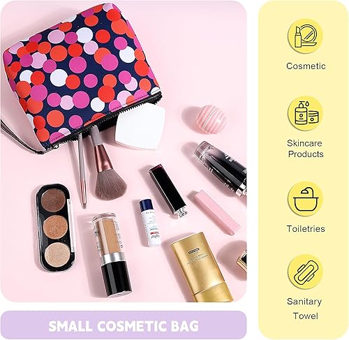 Miniatura 5 de Bolsa de maquillaje grande con cremallera, bolsa de cosméticos portátil para bolso, bolsa de viaje de neopreno lavable para mujer, Colorful Leopard,