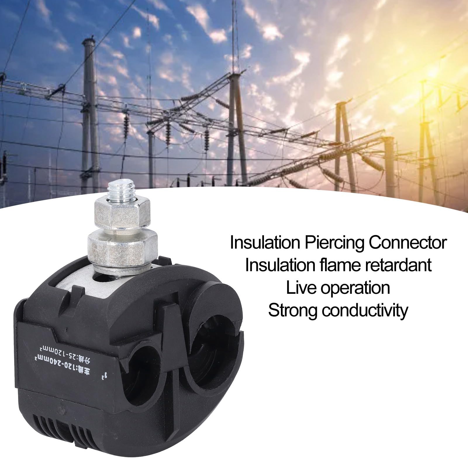 Connecteur de Perçage d'isolation, Connecteur de Fil isolé 2 Pièces Noyau de Cuivre 1KV Haute Basse Tension pour l'ingénierie électrique pour l'éclairage de Jardin (JJC-7)