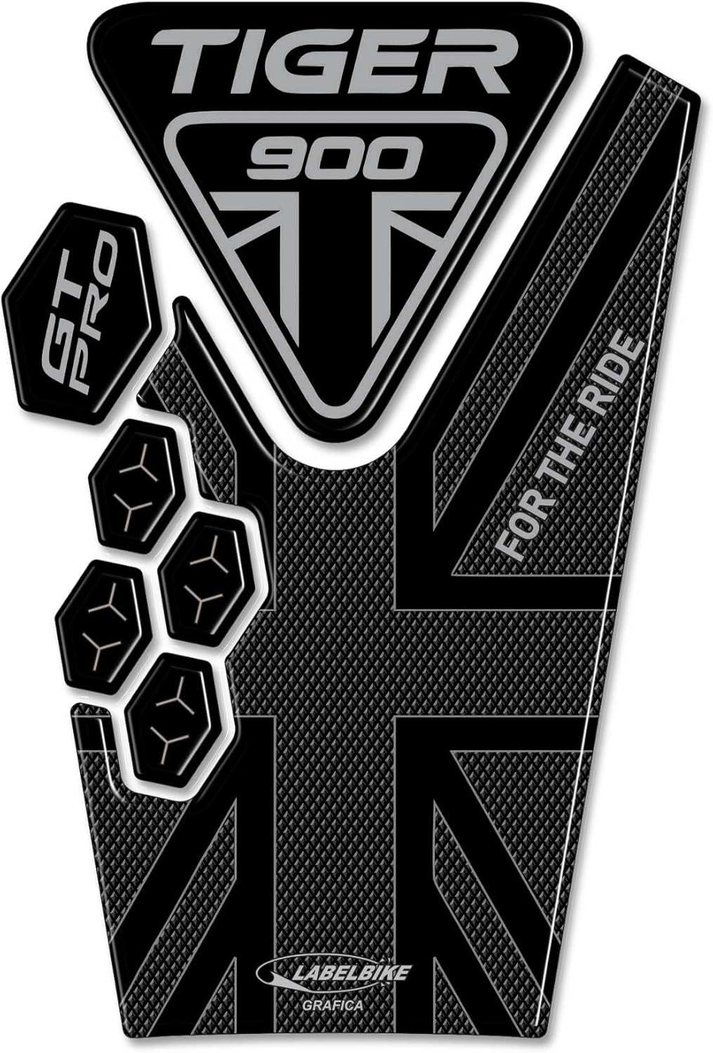 labelbike - 3D Adhesive High Tank Pad Decoration and Protection Motorcycle Tank Compatible with Triumph Tiger 900 Rally PRO