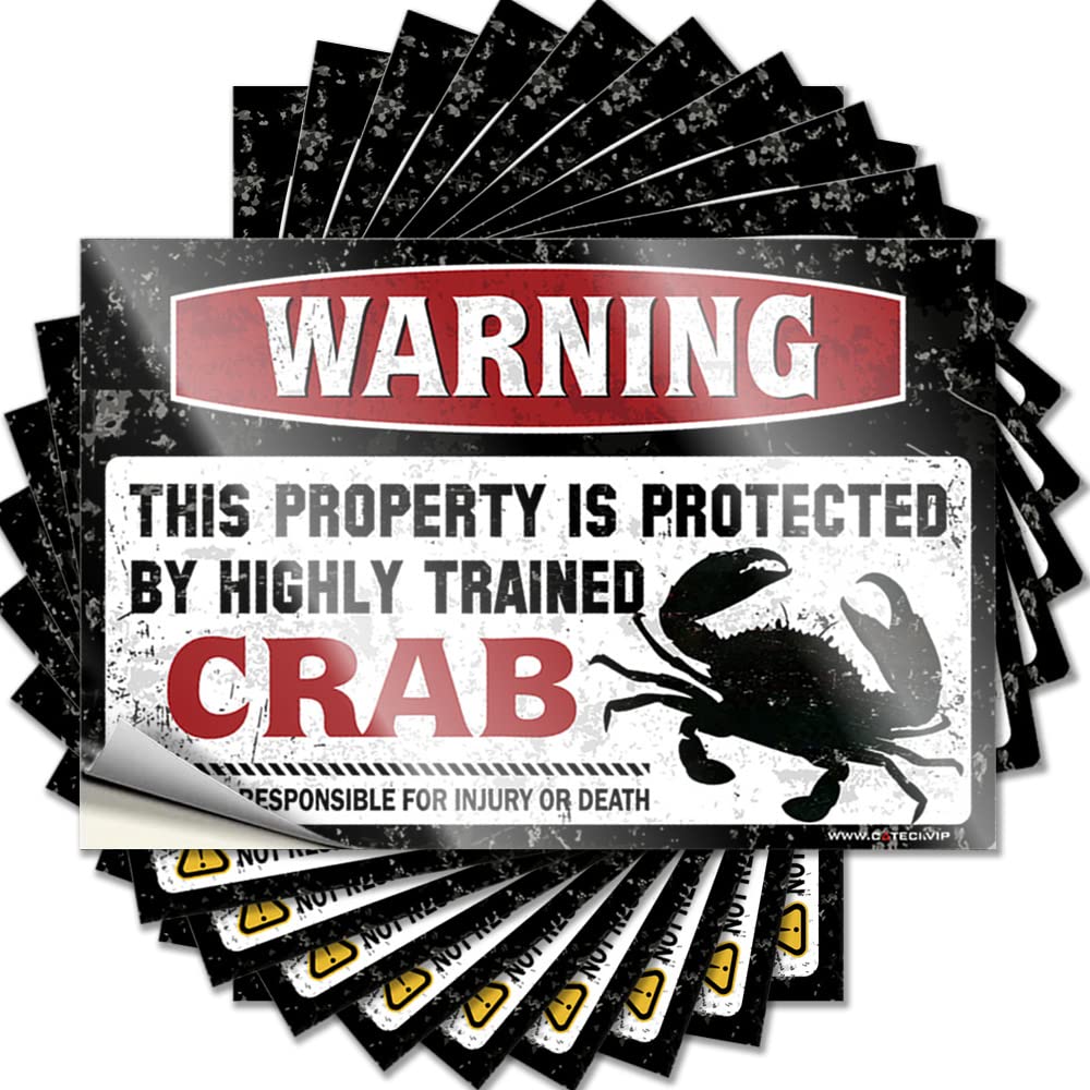 Fzfn Men's Colour Beer Bumper Tattoos | Warning This Property Is Protected By A Highly Trained Crab Core Durable Vinyl Sticker Easy Apply For Dart(6X9cm)