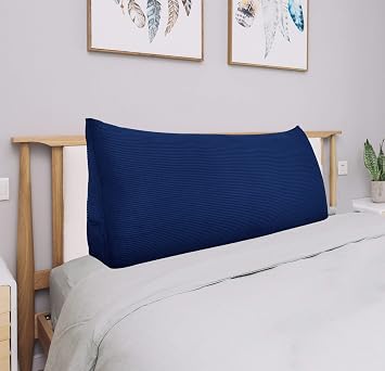 College Dorm Room Headboard Pillow Twin XL Bed Wedge Bolsters Back Support Backrest Cushion for Reading Working Sitting on Bed Daybed Couch Bunk Bed Rest Pillow Corduroy Deep Blue