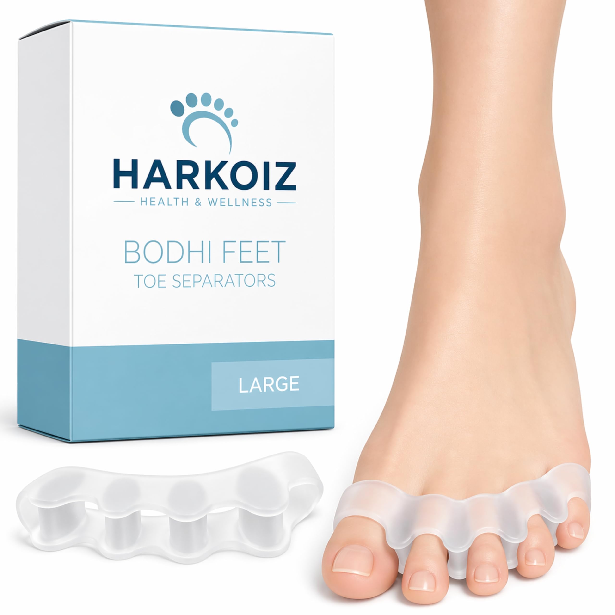 Toe Separators for Feet | Soft Silicone Gel Toe Spacers for Women & Men | Toe Straightener for Overlapping Toes | Foot Alignment Support | 1 Pair (Large)-image-22