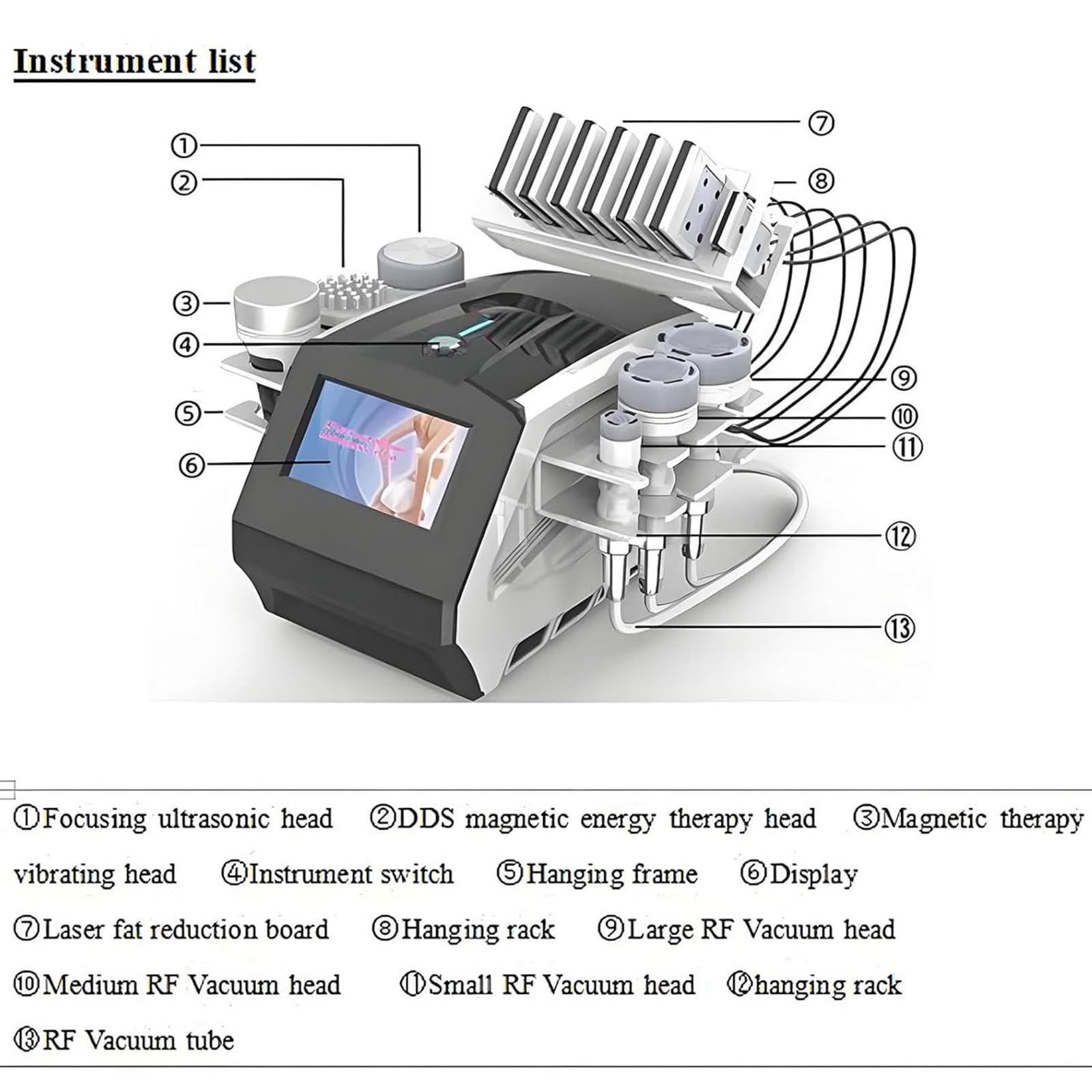 Appareil remodelage corporel 7 en 1,Appareil beauté à cavitation 80k avec écran LCD 7",élimination Cellulite et Combustion Graisses,Soin Anti-Rides et Anti-âge pour Visage et Corps