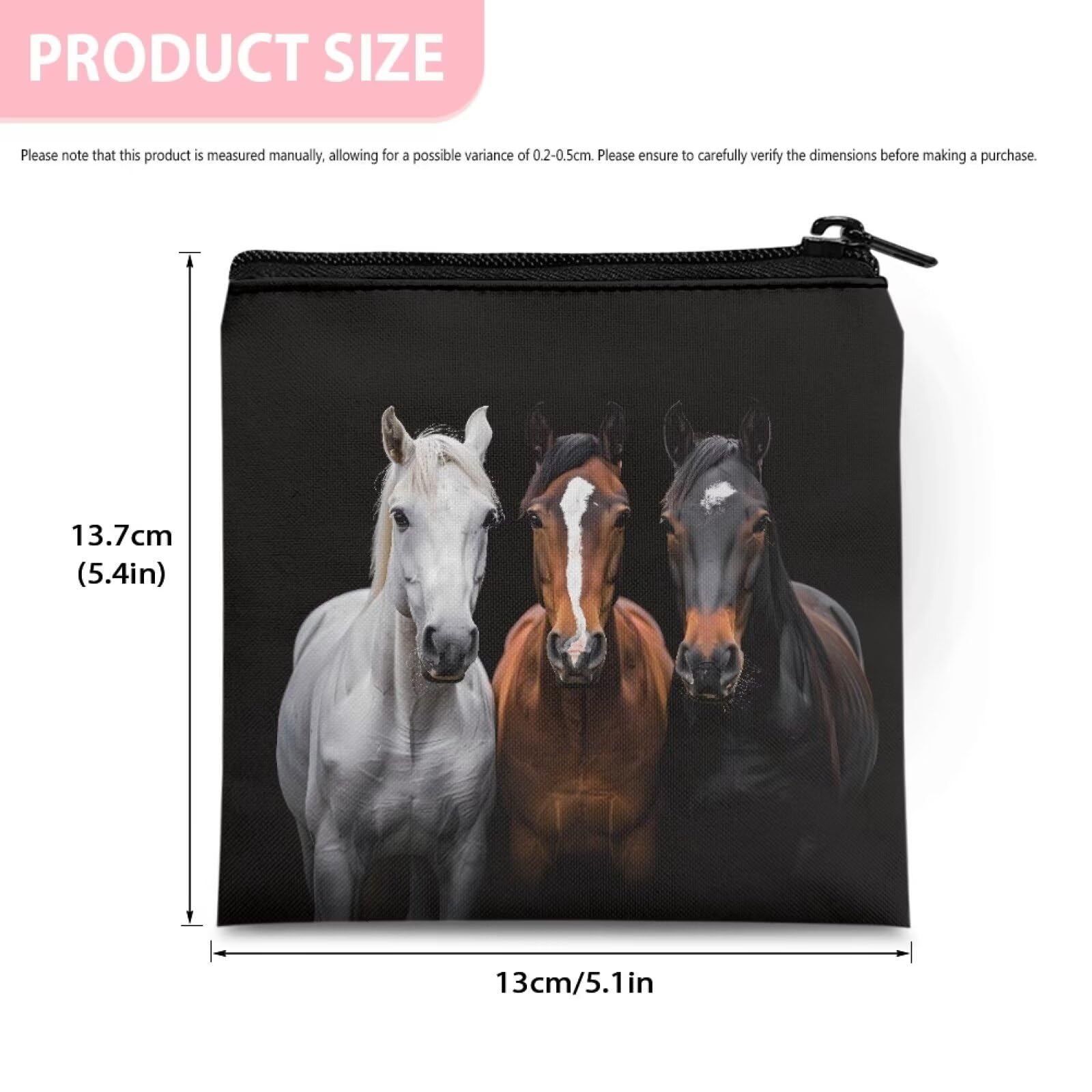 HUGS IDEA Black Horse Period Bags Portable Reusable Sanitary Napkin Storage Bag Period Pouch for Teen Girls for School, Office,Mini Feminine Hygiene Bag First Period Kit for Women Teen Girls