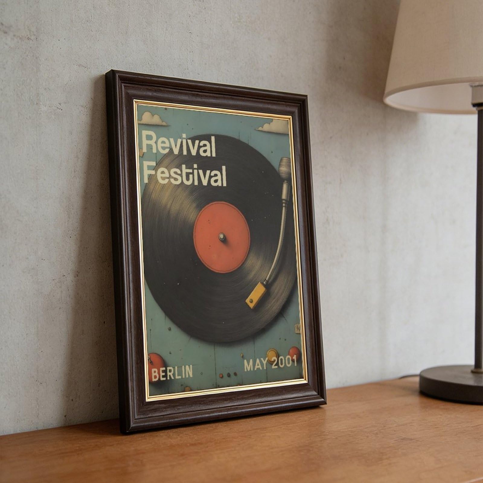 Vinyl Revival, poster musicale su tela, decorazione per camera da letto, ufficio, stanza, regalo, 40,6 cm L x 61 cm W