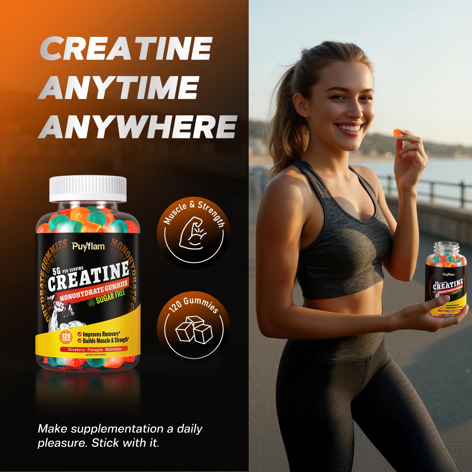 Creatine Monohydrate Gummies 5000mg for Women & Men, Sugar Free — Amazon image 3