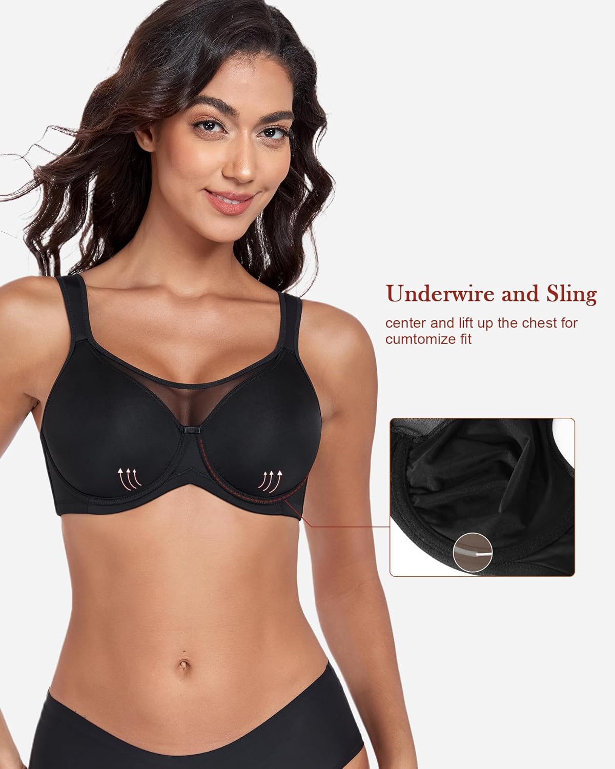HACI Minimizer Bra for Women Plus Size Full Coverage Underwire Unlined T-Shirt Support for Heavy Breast Seamless - Image 3