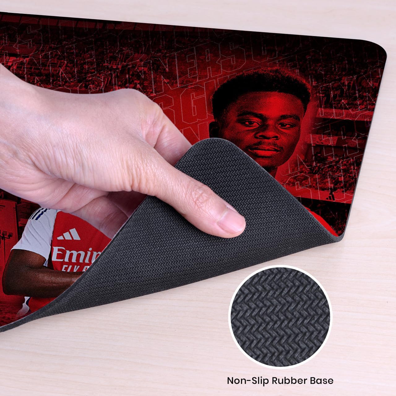 Head Case Designs Officially Licensed Arsenal FC Bukayo Saka 2024/25 Crest Kit and Players 23.62 x 11.81 x 0.12 inches (600 x 300 mm) - L Gaming Office Desk PC Keyboard Mouse Mat Pad