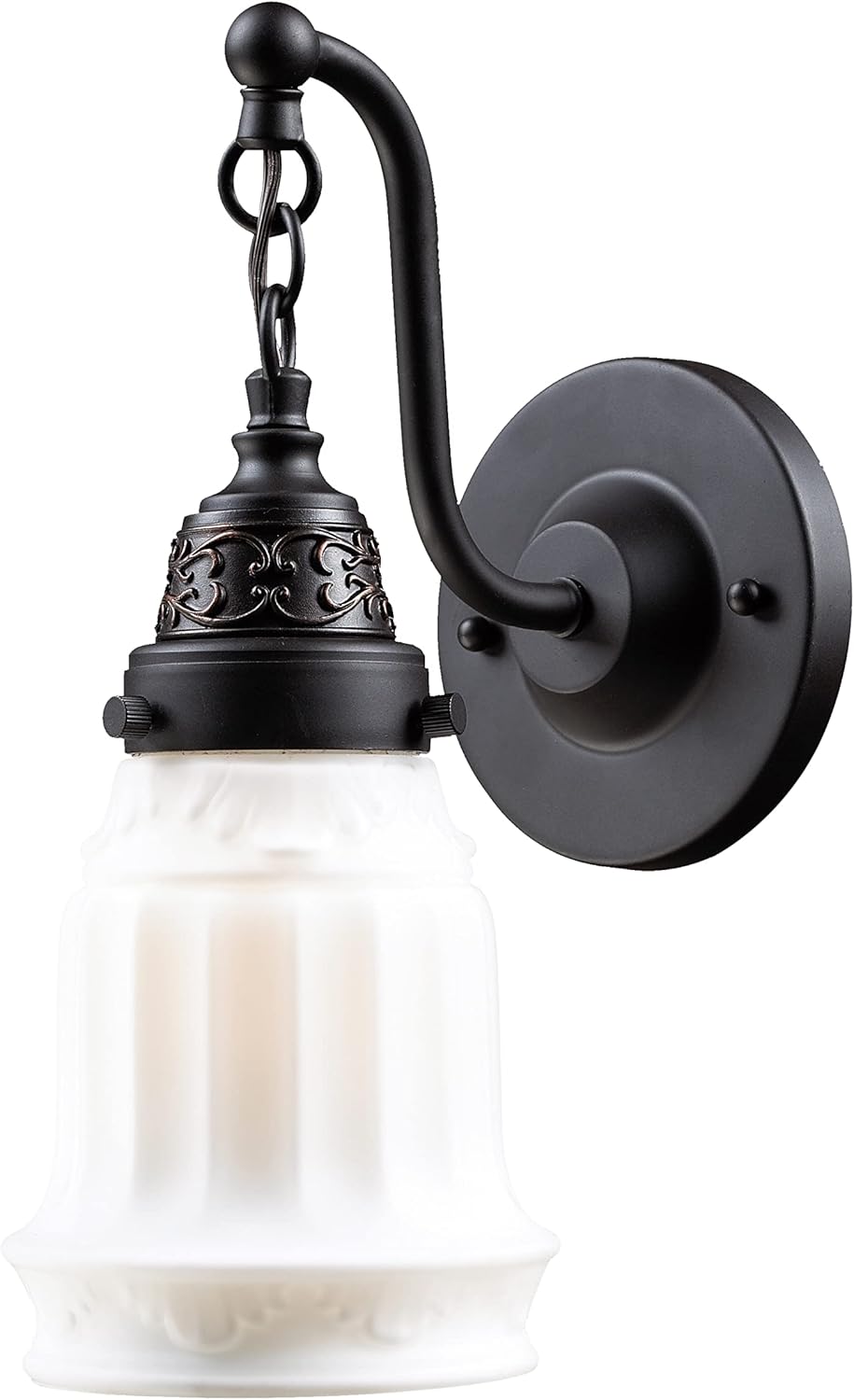 Elk Home Quinton Parlor 1-Light Sconce - in Oiled Bronze Finish, with Opal White Glass, Traditional Style