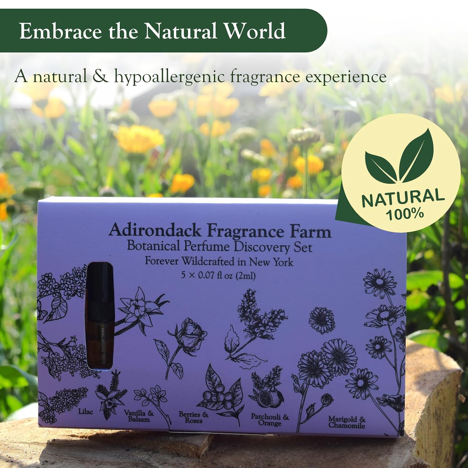 ADK Botanical Perfume Spray Discovery Set, Included Lilac, Patchouli & Orange, Marigold & Chamomile, Berries & Roses, Vanilla & Balsam - Natural Clean Perfume for Women & Men
