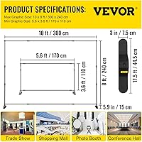 Vista 7 de VEVOR Backdrop Stand 10 x 8 Ft, Height Adjustable Background Stand with 1 Carrying Bag, Photo Backdrop for Party Wedding Studio Trade Show