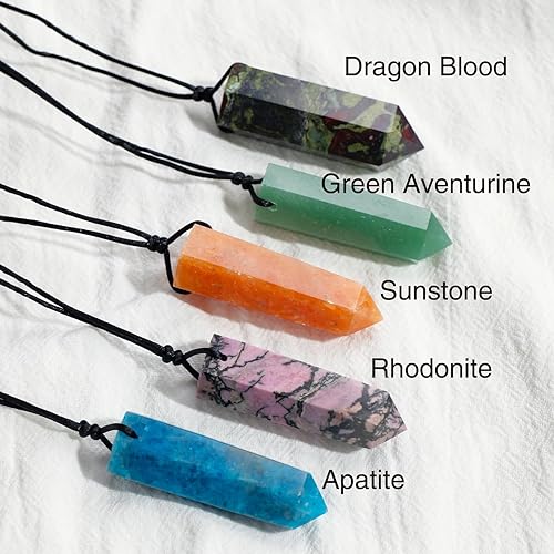 Miniatura 5 de Runyangshi Colgantes de cristal curativo, collar de cuarzo de cristal natural de un solo punto, 6 facetas de chakras, piedra de reiki, energía
