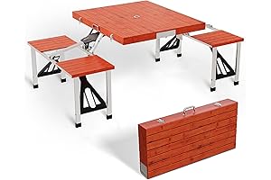 Portable Picnic Table with Storage and Umbrella Holder