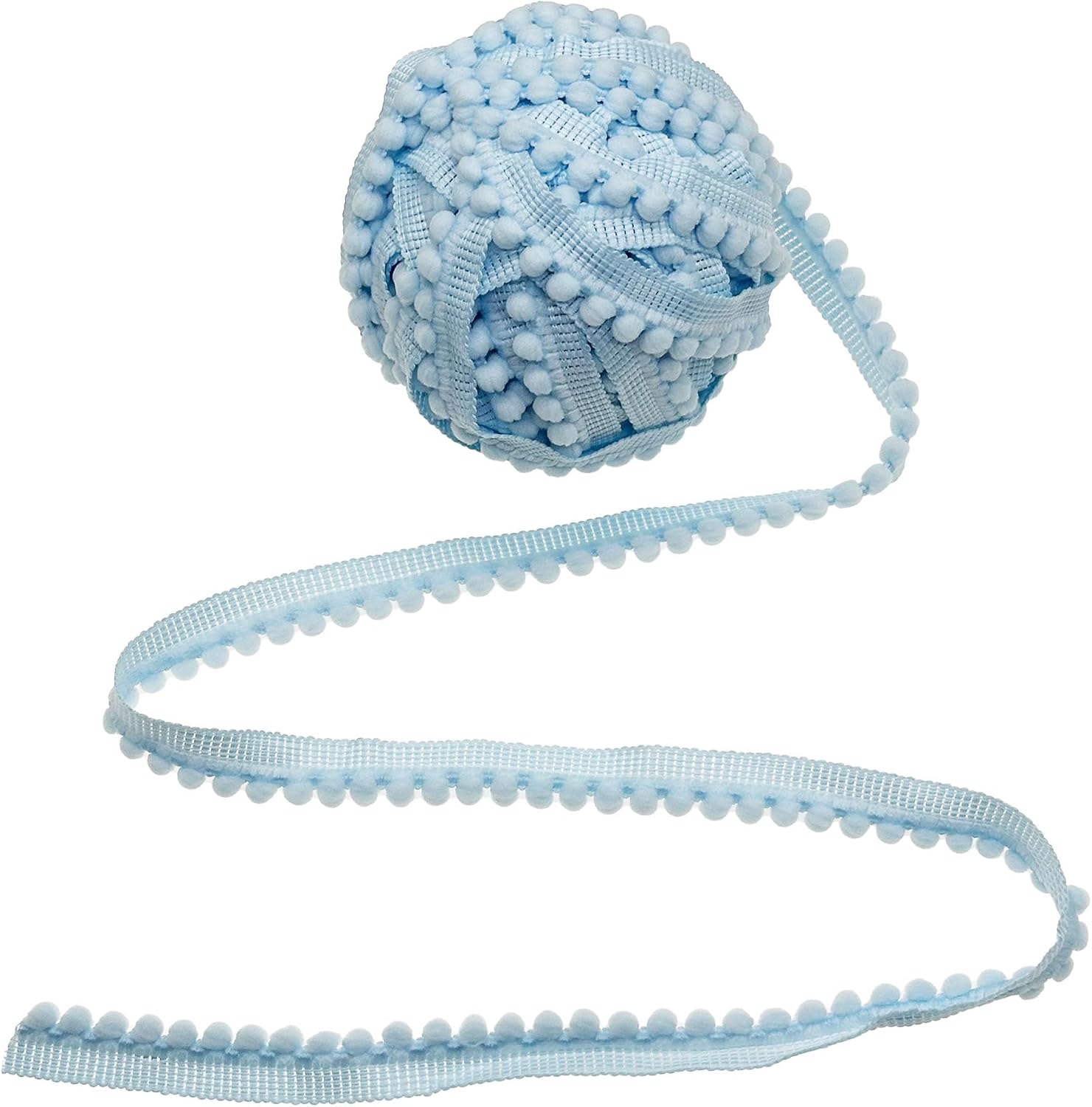 11 Yards Pom Trim Ribbon, 0.5’’ Wide Pom Ball Fringe Trim Ribbon Sewing Accessory DIY Crafts for Home Curtain Clothes Pillow Decoration (Light Blue, 0.5’’)