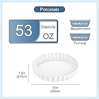 Vista 2 de LOVECASA Molde para hornear quiche de porcelana, molde para pastel reutilizable de 10 pulgadas, molde redondo antiadherente para pastel, molde