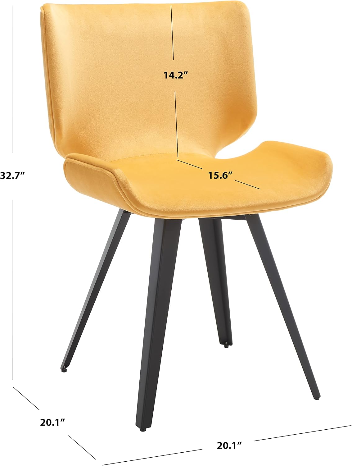 SAFAVIEH Couture Collection Matty Mid-Century Modern Scandinavian Mustard Velvet Dining Chair