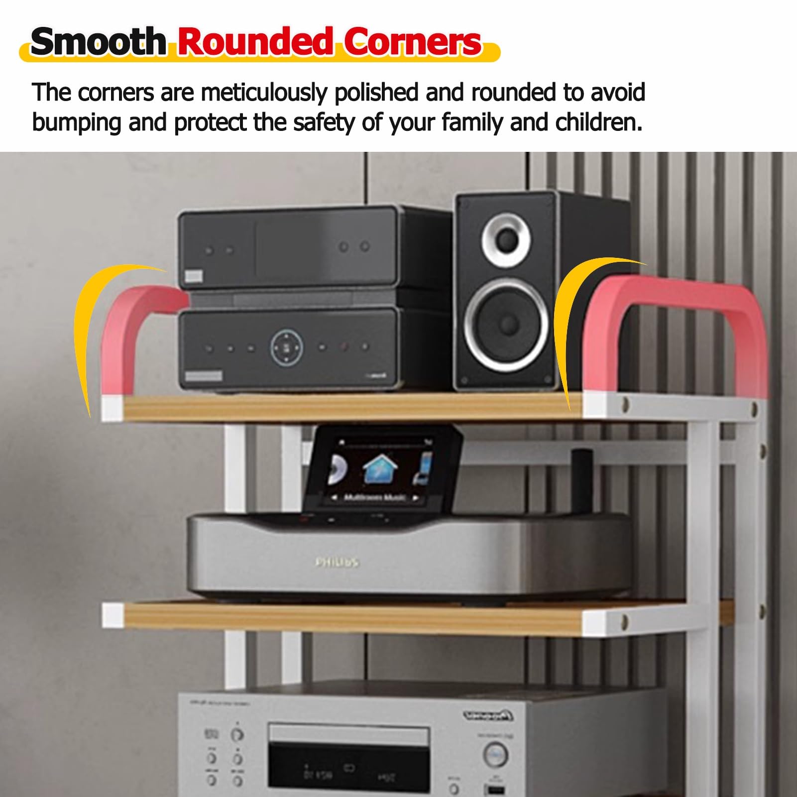Szafka na sprzęt audio, Szafka na kółkach Stojak komponenty stereo, 3 4-poziomowe nowoczesne stojaki media Półka audio-wideo(C,3 TIER65cm/25.6inch tall)