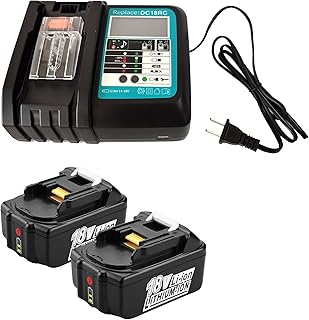 CNBY® 2X BL1850B 18V 5Ah + Charger DC18RC, Replace for Makita 18v Battery BL1850B BL1860B BL1830B, Kompatibel with Makita 18V