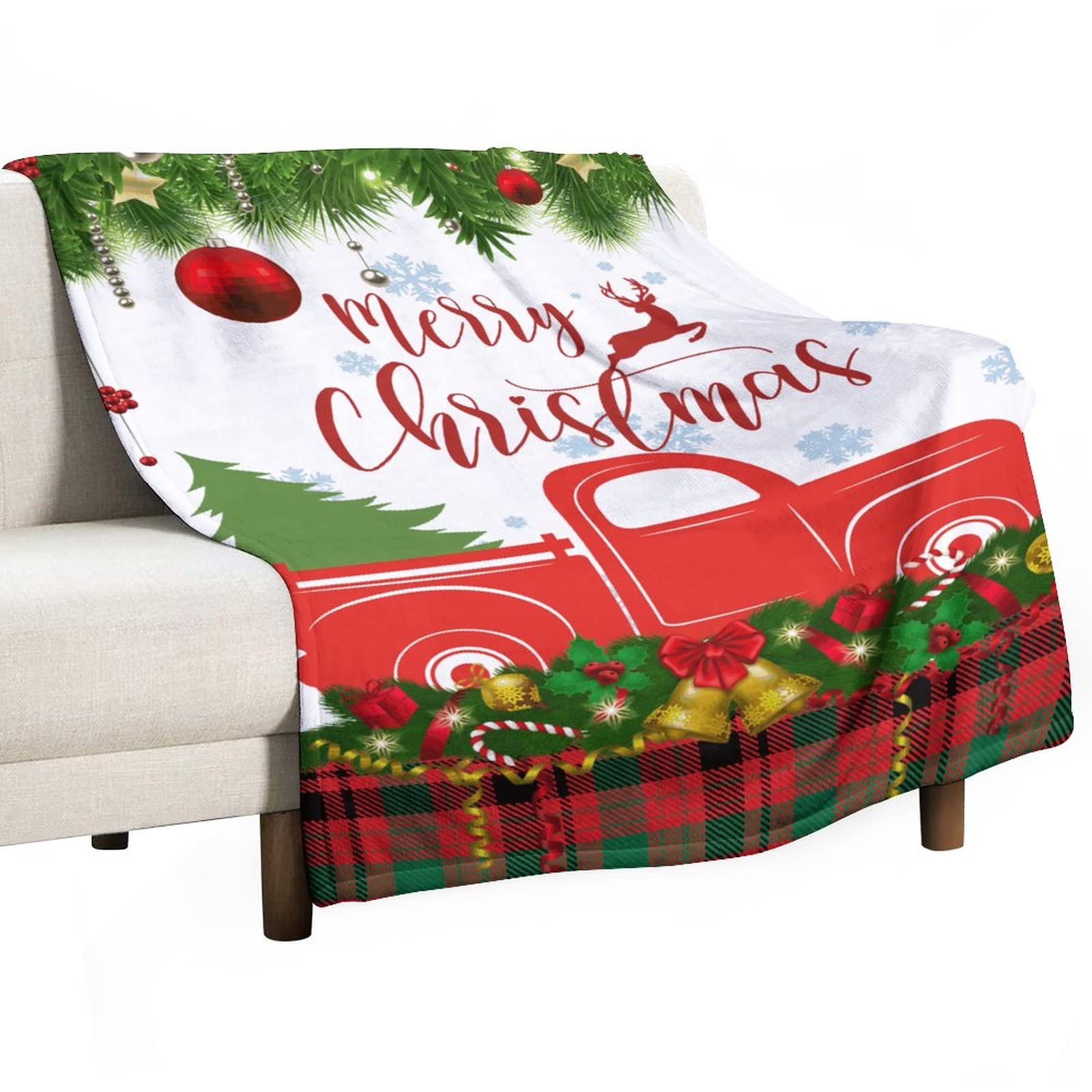 Couverture en polaire super douce 130x150 cm | Plaid Noël pour canapé et voiture