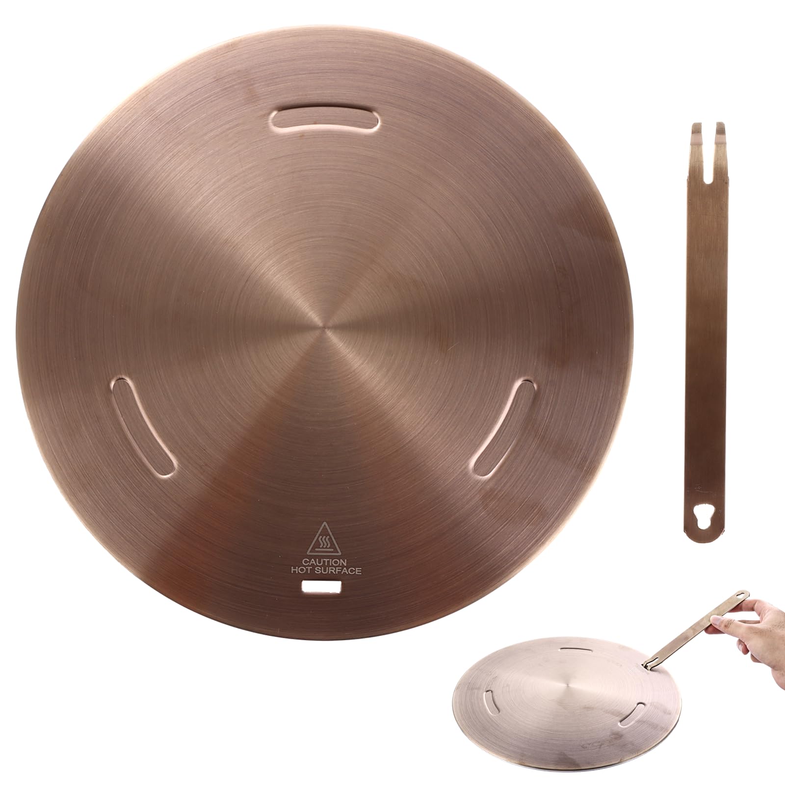 LOPYXBR Induction Adapter Plate 28cm Heat Diffuser Plate for Gas Stove, Gold Induction Hob Converter Plates 28cm with Removable Handle, Inductions Plates for Cooking, Milk, Coffee Makers(28 cm)