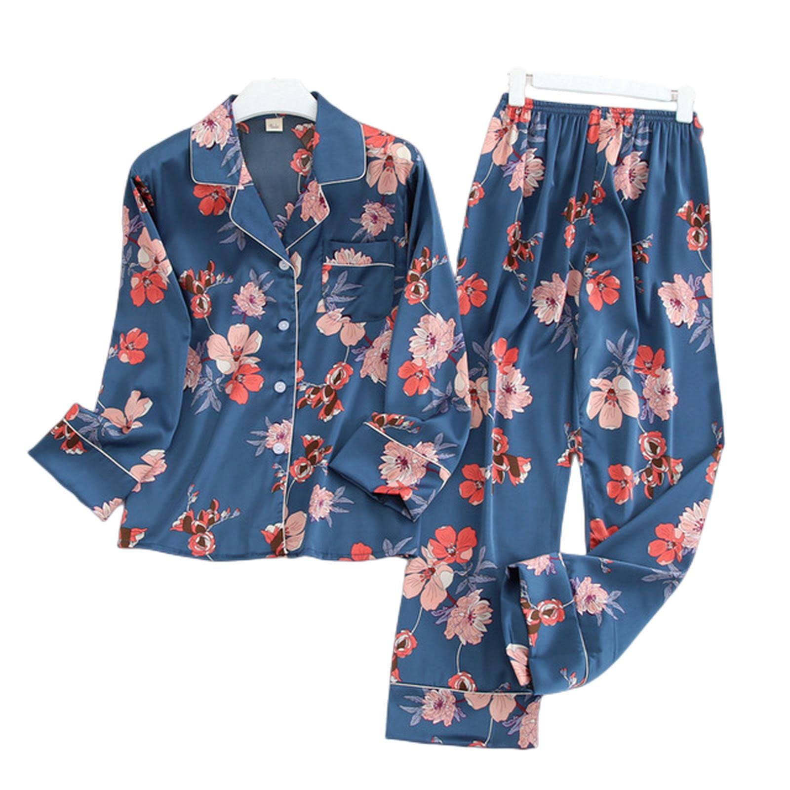 Pigiama Donna Pigiami A Manica Lunga Autunno Inverno in Seta A Maniche Lunghe Seta per La Stampa in Pajamas Set di Pigiami di Moda