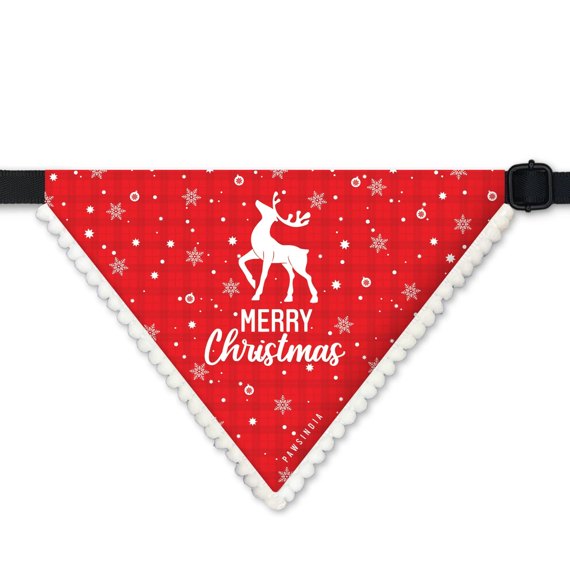 PawsIndia Dog Bandana with Collar Small Medium Large Dogs & Cats 100% Adjustable with Buckle Stretchable Fabric Christmas-Deer-Red (B0CQMCWCK3) Amazon Price History, Amazon Price Tracker