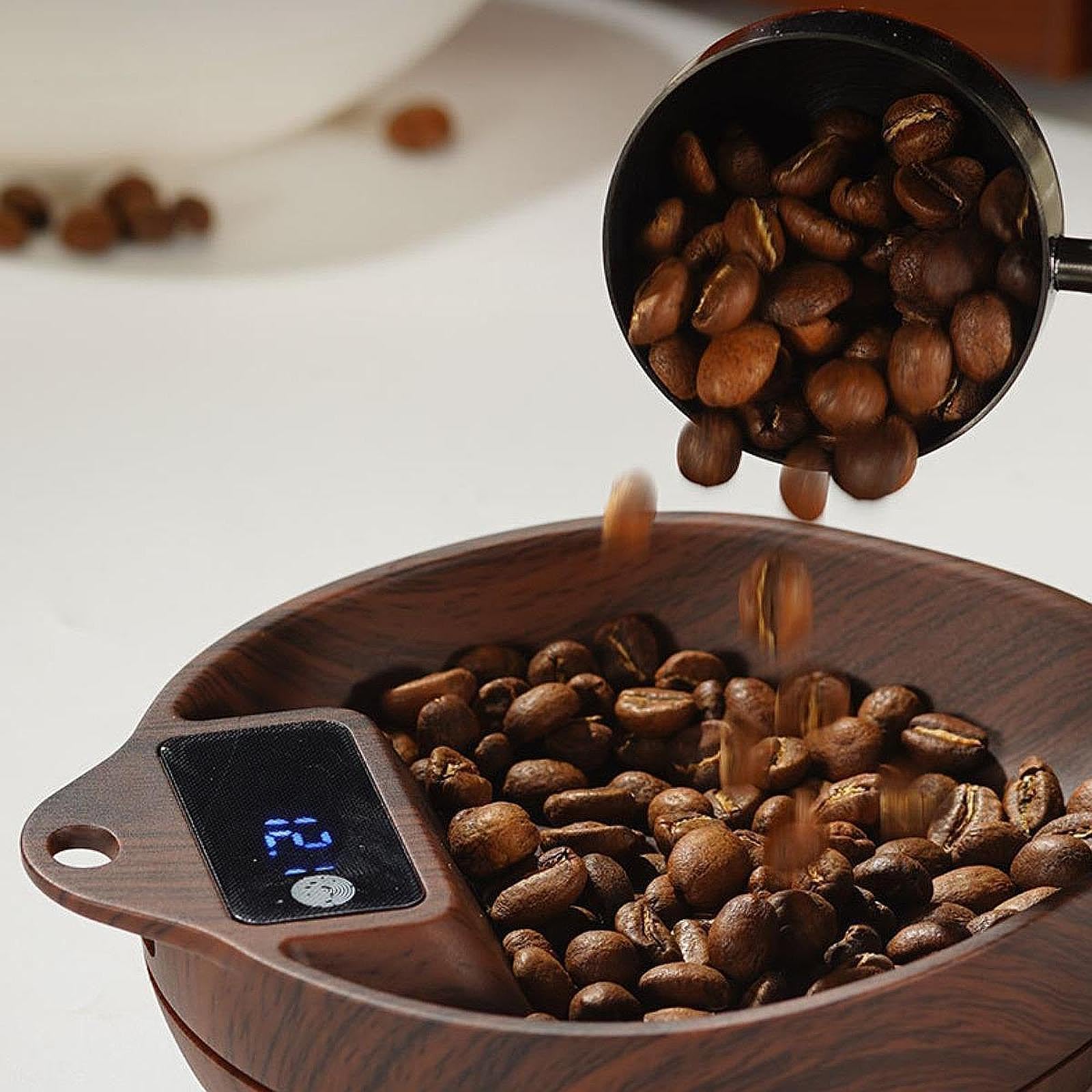 Kaffeebohnenwaage, Wiegegerät, stabile Basis, elektronische Waage für Cafés und Küche, Braun