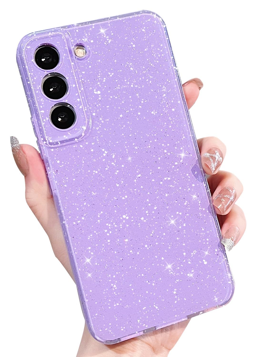 MINSCOSE Compatible with Samsung Galaxy S22 5G Case,Cute Neon Bright Color,Glitter Bling Thin Slim Shockproof Silicone Sparkly Cover for Women Girl