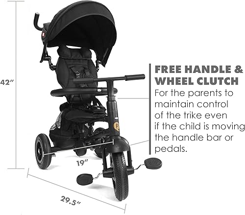 Miniatura 10 de QPlay Rito - Triciclo para niños con 3 etapas, triciclo prémium para niños pequeños con fácil almacenamiento y transporte, arnés de seguridad, toldo