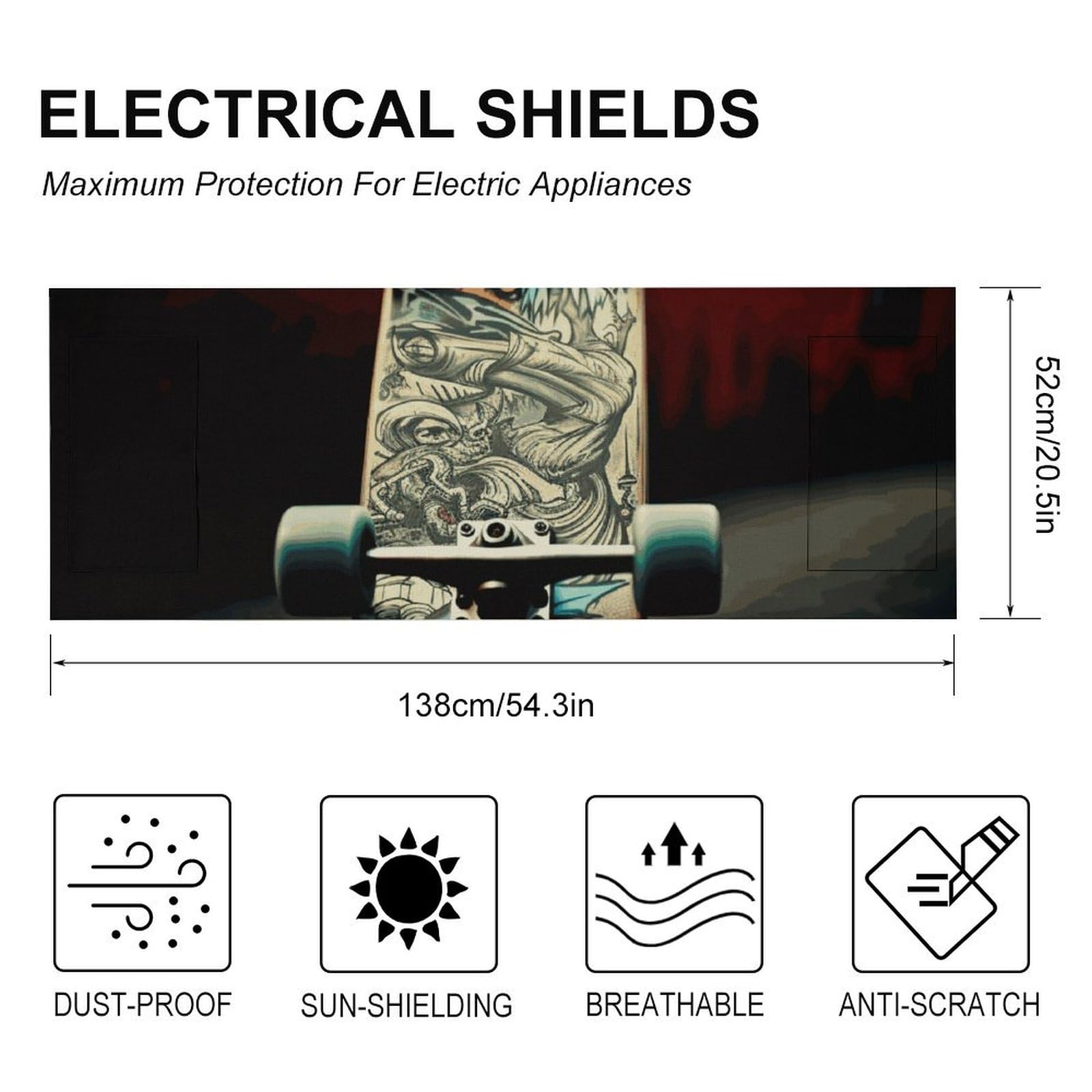 Washing Machine Protective Cover Dryer Cover Refrigerator Protective Cover Beautifully Skate Boards Printed Electrical Appliance Protective Cover Cloth